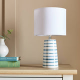 Argos Home table lamp white blue striped 31cm, imported from the UK