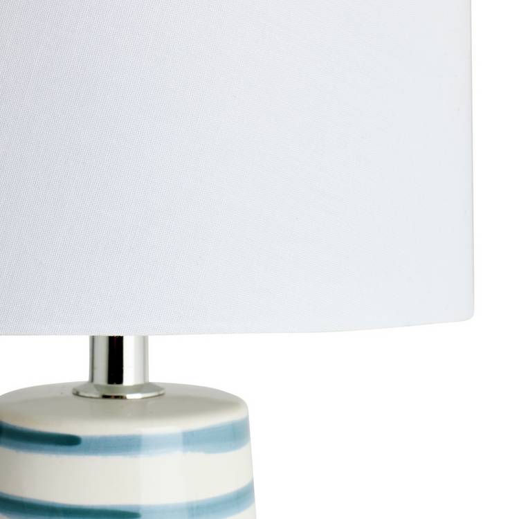 Argos Home table lamp white blue striped 31cm, imported from the UK