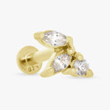 Argos Revere Gold Plated Sterling Silver 3 Stone Flatback Stud Earring- Buy online at McGrocer
