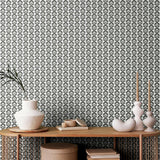 Hoopla Walls Retro Flower Charcoal Wallpaper roll, UK version