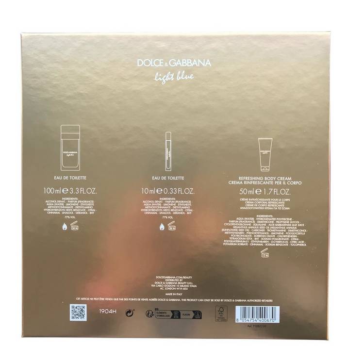 Dolce & Gabbana Light Blue EDT gift set 160ml, UK version