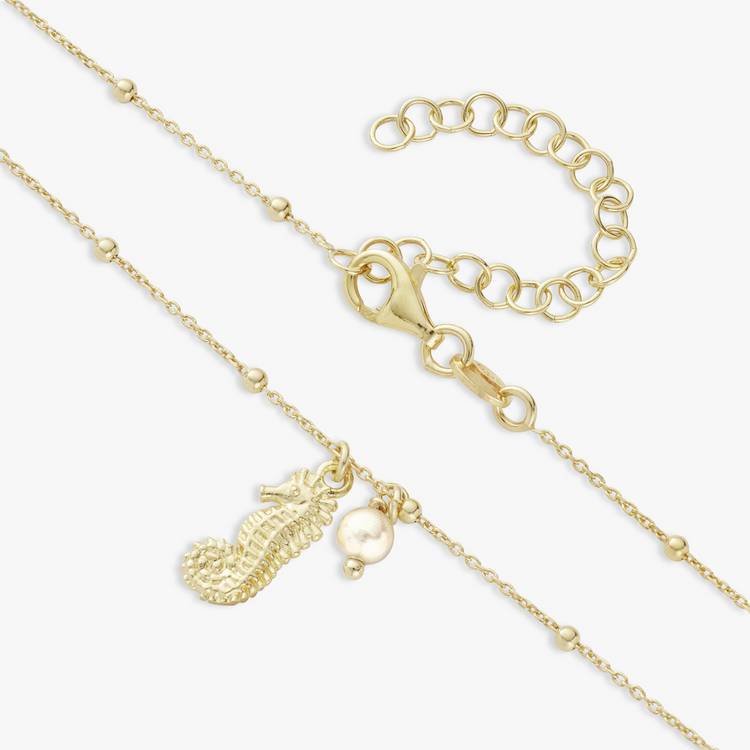 Revere gold-plated seahorse necklace with faux pearl - British product