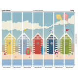 Origin Murals Beach Huts multicolour wall mural - British product