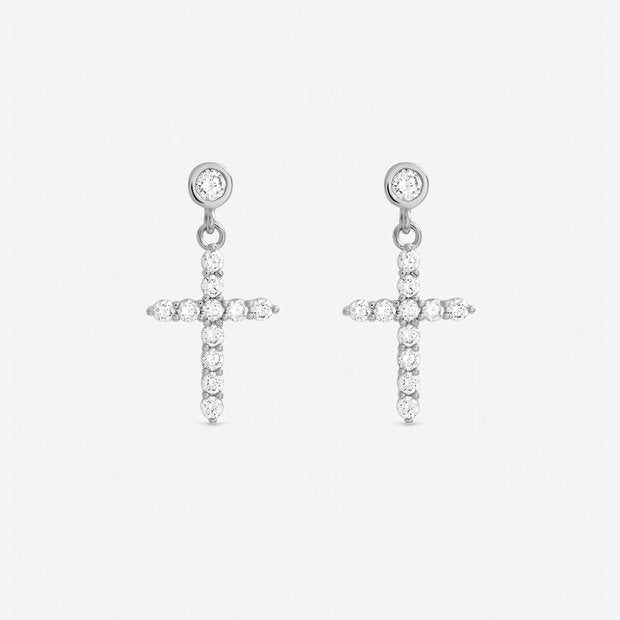 Jon Richard rhodium plated cubic zirconia earrings, UK version