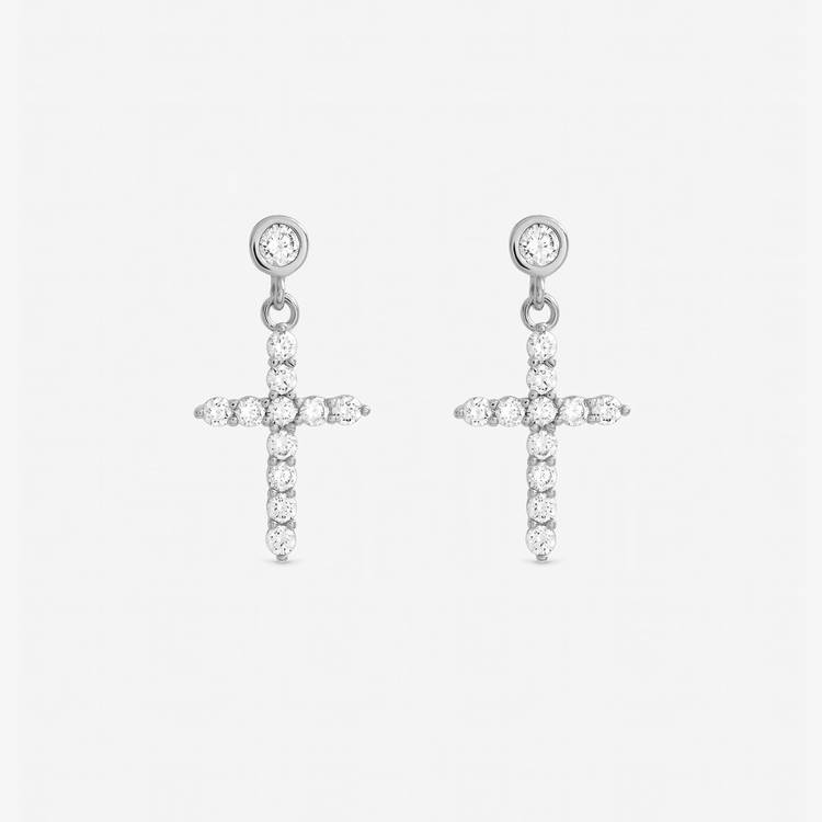 Jon Richard rhodium plated cubic zirconia earrings, UK version