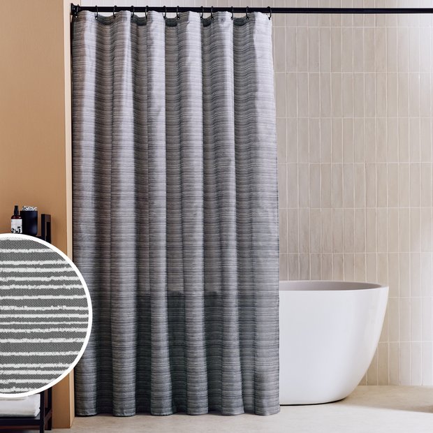 Argos Home shower curtain charcoal stripe antibacterial 180x180cm - British product