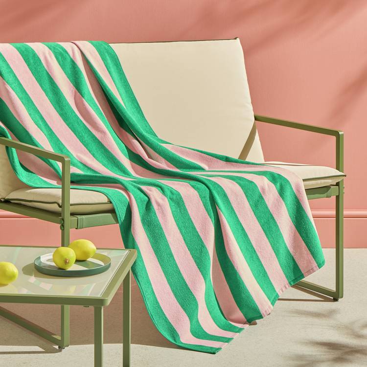 Habitat stripe beach towel pink and green, UK version
