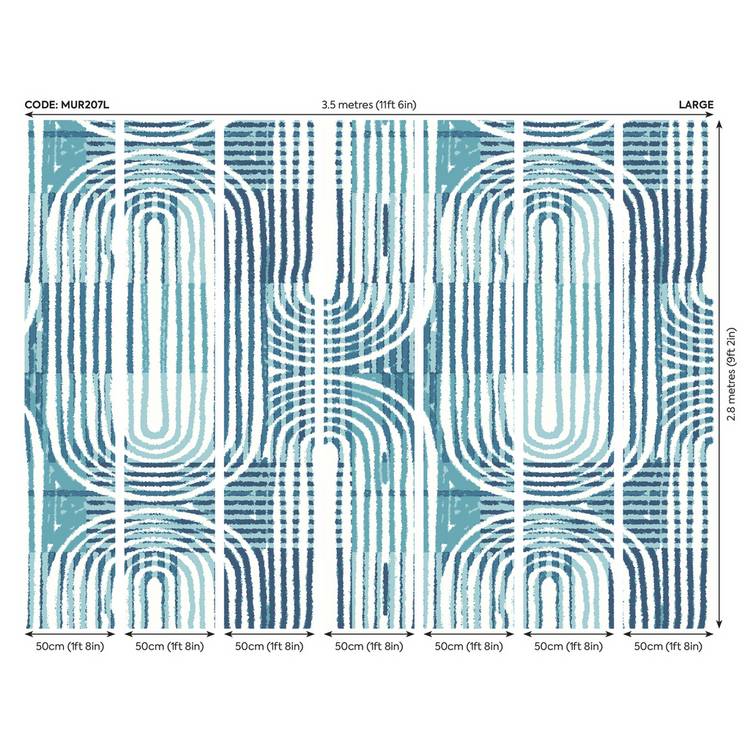 Origin Murals blue curved line texture wall mural, UK version