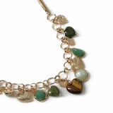 Freedom Green Stone Multi Charm Gold Necklace 45cm, UK version