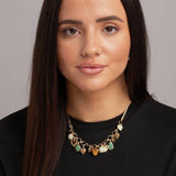 Freedom Green Stone Multi Charm Gold Necklace 45cm, UK version