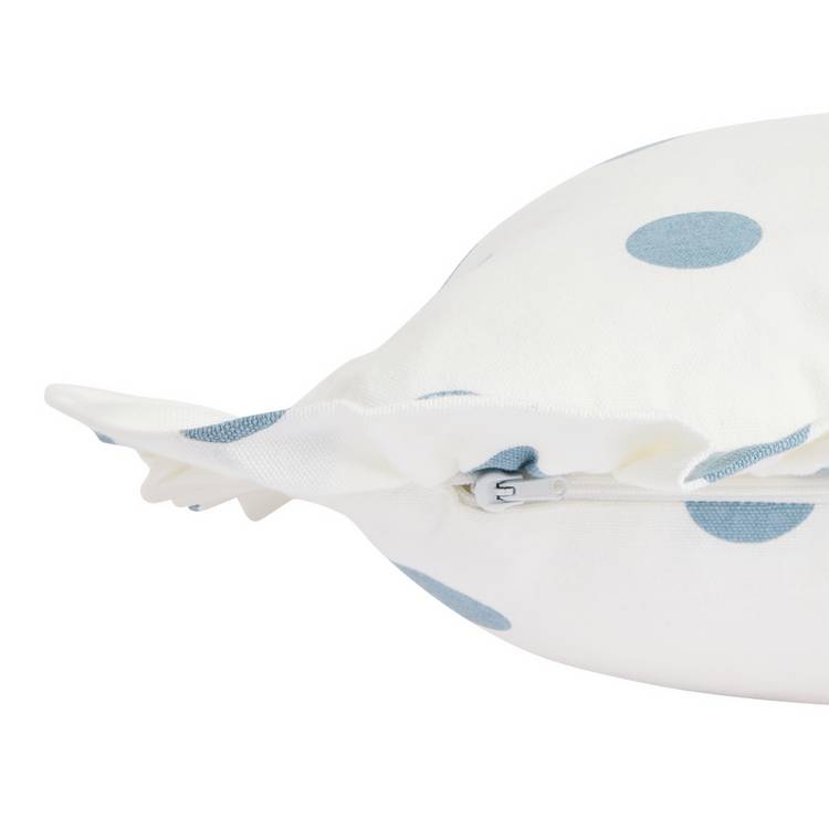 Argos Home polka dot blue ruffle cushion 43x43cm - British product