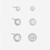 Jon Richard silver plated crystal halo earrings set of 3, UK version