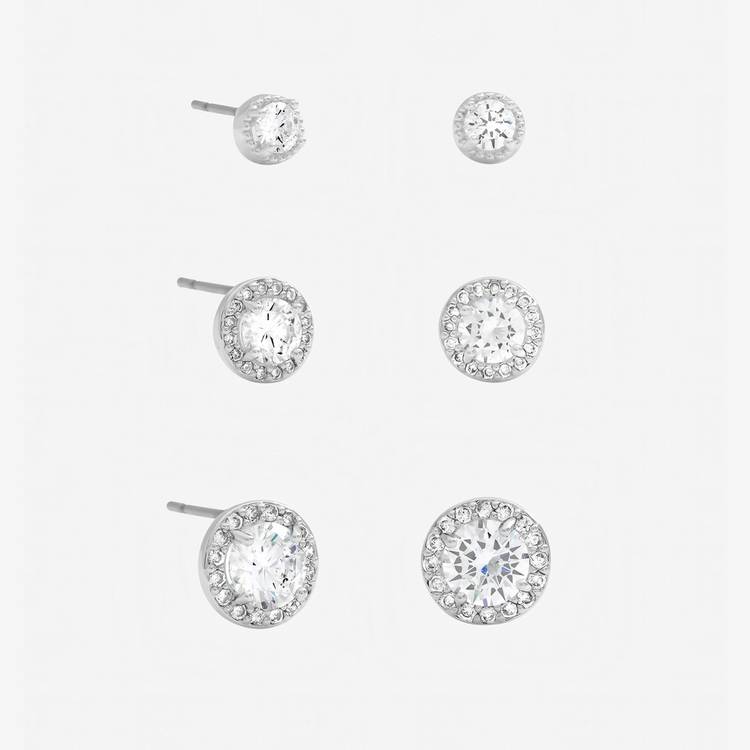 Jon Richard silver plated crystal halo earrings set of 3, UK version