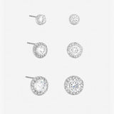 Jon Richard silver plated crystal halo earrings set of 3, UK version