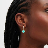 Jon Richard gold plated blue clover huggie earrings (British brand)