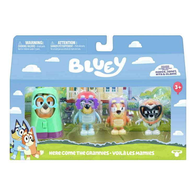 Bluey Grannies characters playset pack of 4, UK version