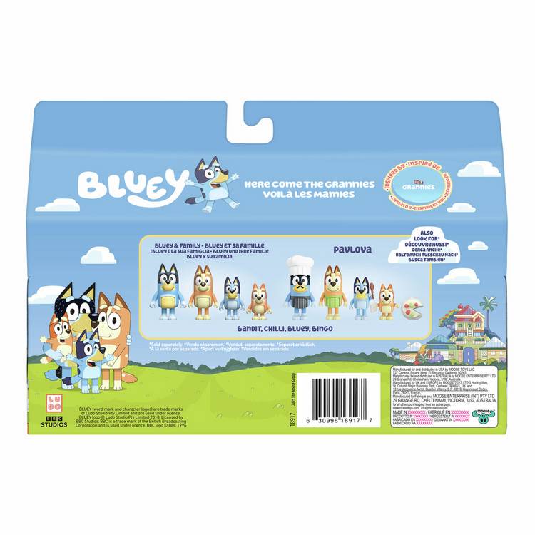 Bluey Grannies characters playset pack of 4, UK version