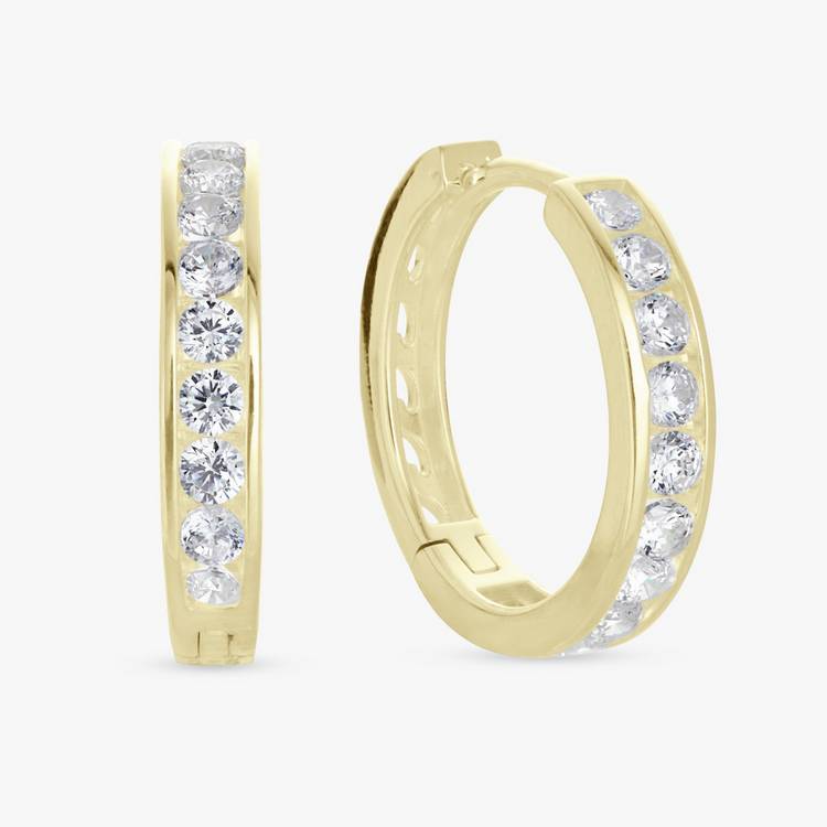 Revere gold plated hoop earrings with cubic zirconia, imported from the UK