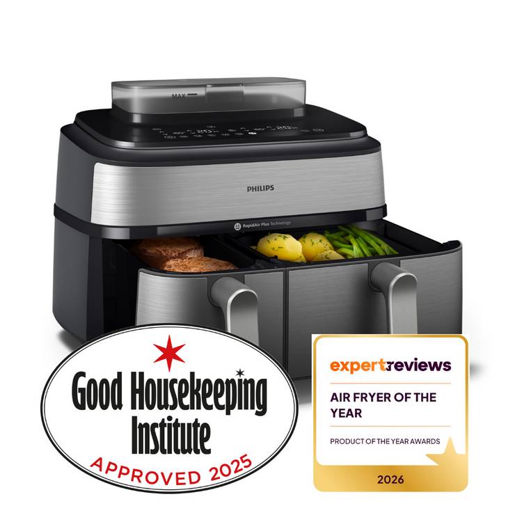 Philips 5000 Series dual basket steam air fryer, imported from the UK