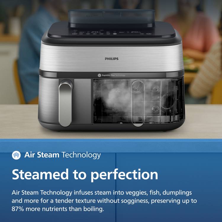 Philips 5000 Series dual basket steam air fryer, imported from the UK