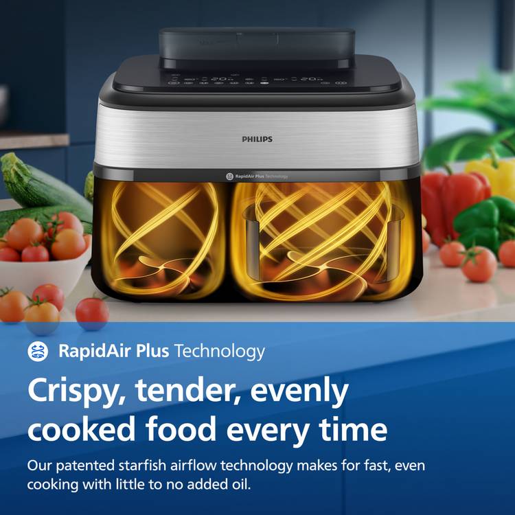 Philips 5000 Series dual basket steam air fryer, imported from the UK