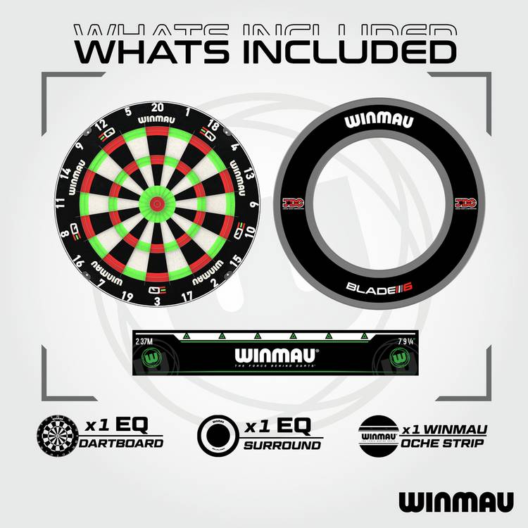 Winmau Equaliser dartboard set bundle including surround and darts, imported from the UK