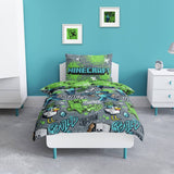 Minecraft kids grey bedding set single duvet cover pillowcase - British product