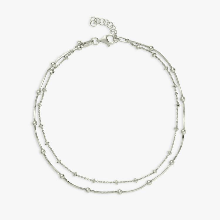 Revere sterling silver double beaded chain anklet 25.5cm, UK version