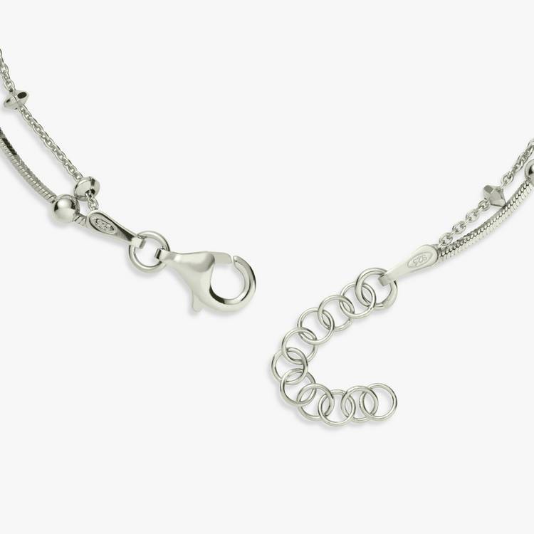 Revere sterling silver double beaded chain anklet 25.5cm, UK version