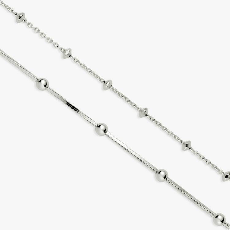 Revere sterling silver double beaded chain anklet 25.5cm, UK version