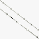 Revere sterling silver double beaded chain anklet 25.5cm, UK version