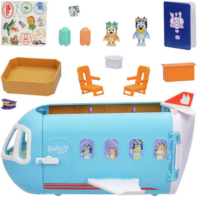 Bluey 3-in-1 airplane transforming playset with figures - British product