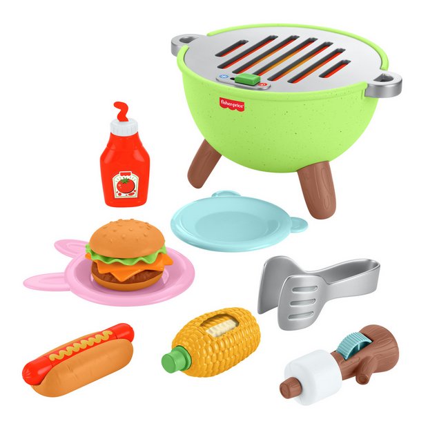 Fisher-Price Activity Grill pretend food play set 14 pieces, UK version