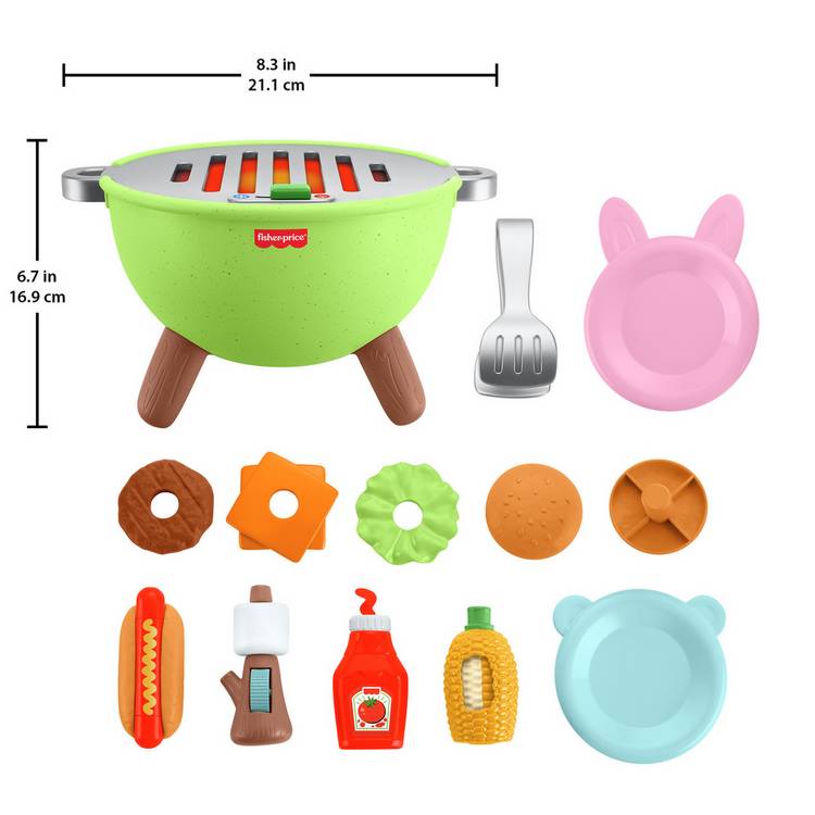 Fisher-Price Activity Grill pretend food play set 14 pieces, UK version
