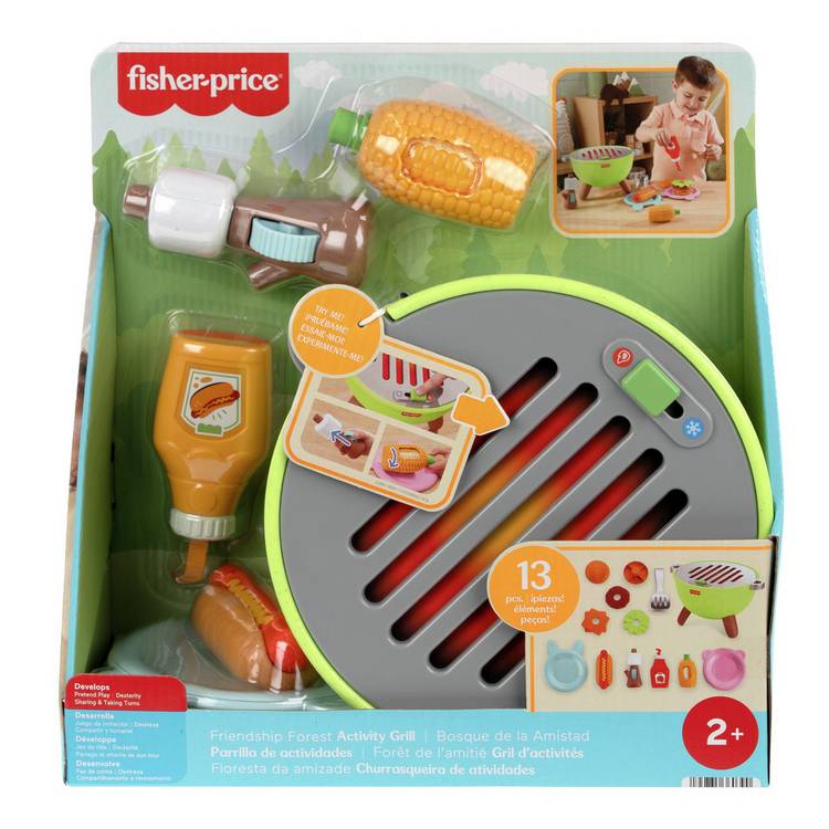 Fisher-Price Activity Grill pretend food play set 14 pieces, UK version