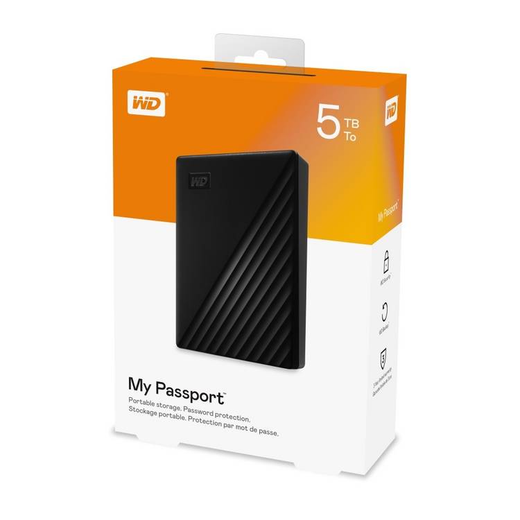 Western Digital My Passport 5TB portable hard drive (British brand)