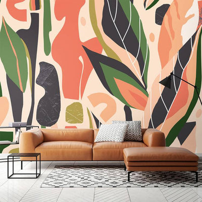 Argos Origin Murals Abstract Leaf Shapes Orange Wall Mural- Buy online at McGrocer