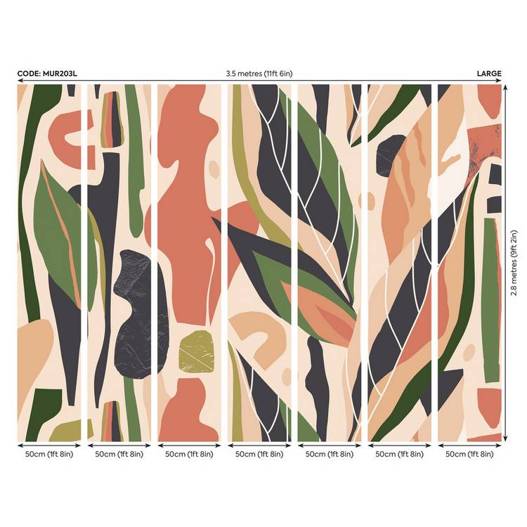 Origin Murals abstract leaf orange wall mural, UK version