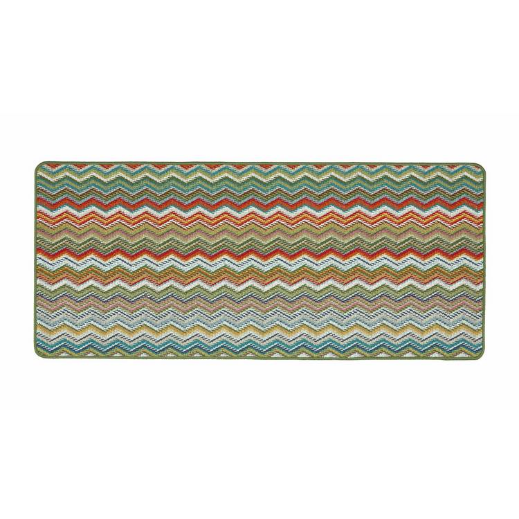 My Mat runner rug Candy Multi Green Zigzag 67x150cm, imported from the UK