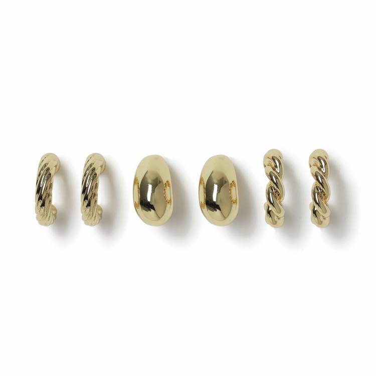 Freedom gold-tone hoop earrings medium 3 pack (British brand)