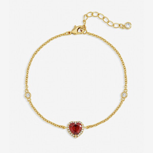 Jon Richard gold plated red heart drop bracelet, UK version