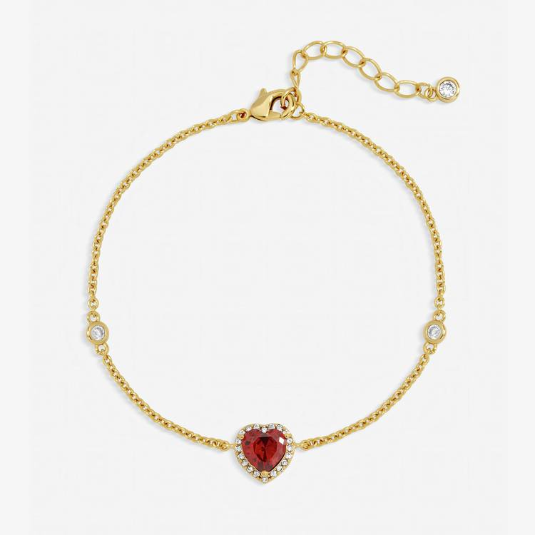 Jon Richard gold plated red heart drop bracelet, UK version