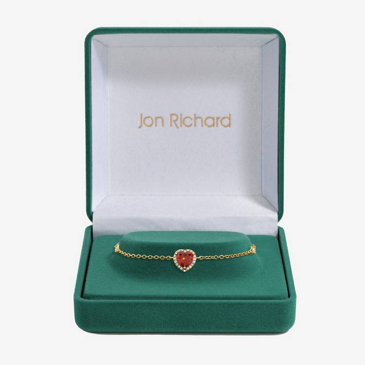 Jon Richard gold plated red heart drop bracelet, UK version