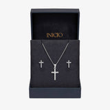 Argos Inicio Sterling Silver Plating Cross Necklace and Earrings Set- Buy online at McGrocer