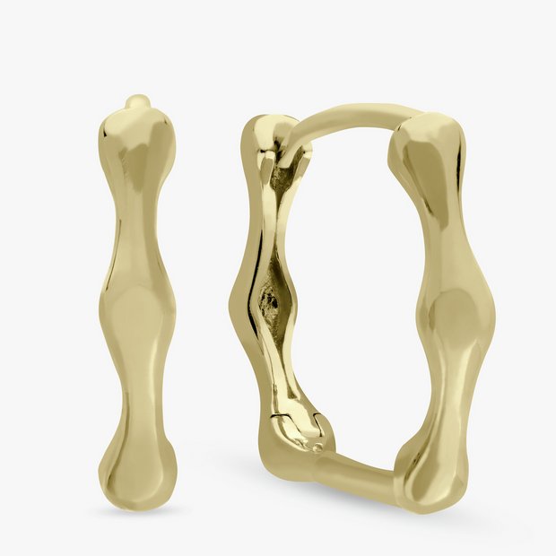 Revere gold-plated silver bamboo huggies earrings 16.7mm - British product