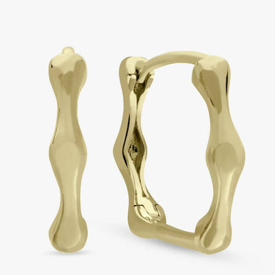 Argos Revere Gold Plated Sterling Silver Bamboo Huggies Earrings 16.7mm- Buy online at McGrocer