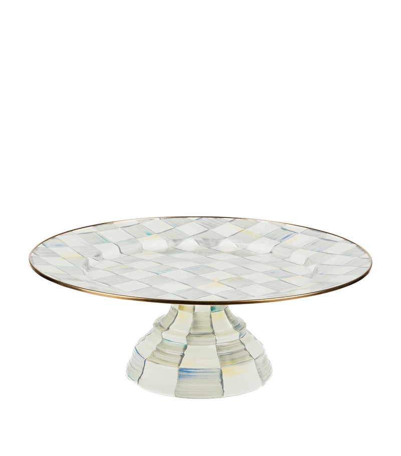 MacKenzie-Childs Sterling Check pedestal platter, imported from the UK