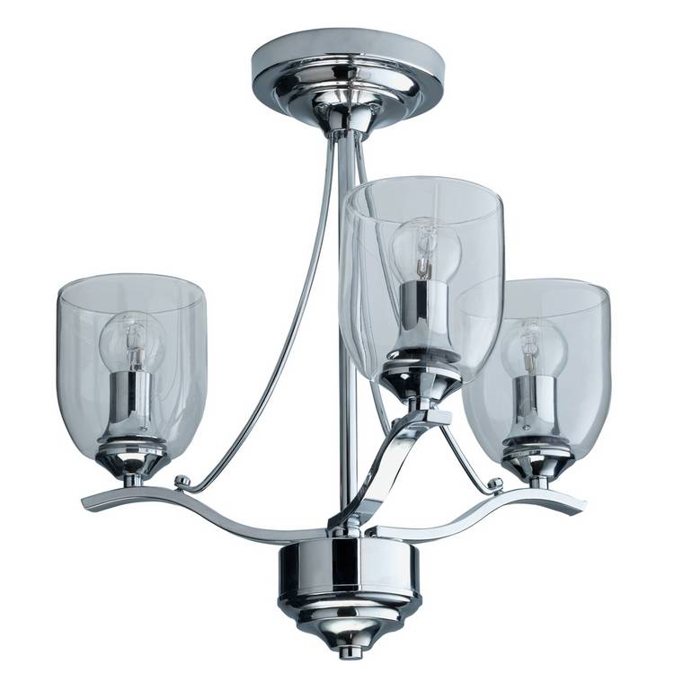 Argos Home 3-light chrome ceiling fitting with glass shades, UK version
