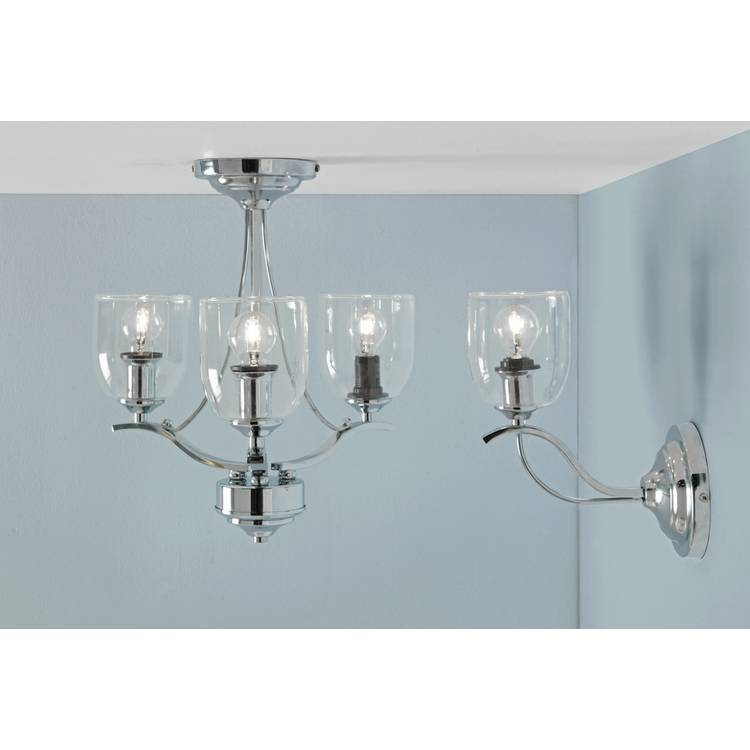 Argos Home 3-light chrome ceiling fitting with glass shades, UK version