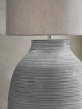 Fairford floor lamp with concrete base and fabric shade - British product